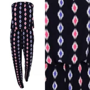 Vintage Havana Navy Hot Pink Jumpsuit size Large